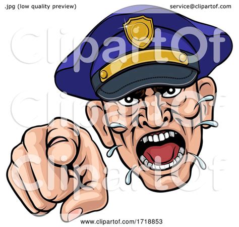 Angry Policeman Police Officer Cartoon By Atstockillustration 1718853