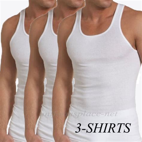 3 undershirt cotton men a shirt tee wife beater ribbed tank top sleeveless white ebay