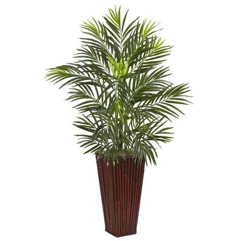 Nearly Natural Indoor Areca Artificial Palm In Bamboo Planter 6968
