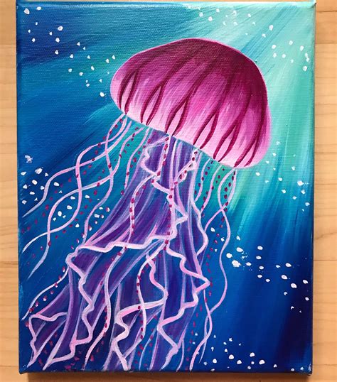 Pink Jellyfish Etsy Diy Canvas Art Painting Jellyfish Painting