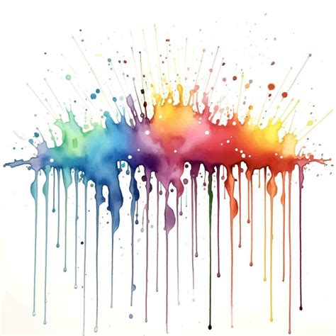 Abstract Background With Dripping Paint Splats In Rainbow Colours