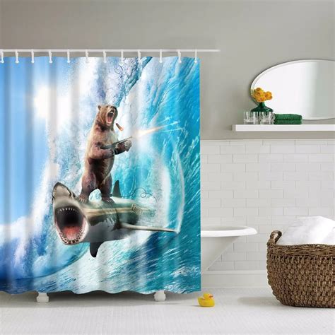 Turetrip 3d Shower Curtains Waterproof Mildew Resistant Curtains With Hooks Bathroom Curtain