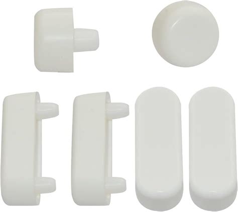 6 Pieces Wood Toilet Seat Buffers Bumper Set In White Round And Long 32mm