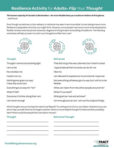 Resilience Worksheets For Adults