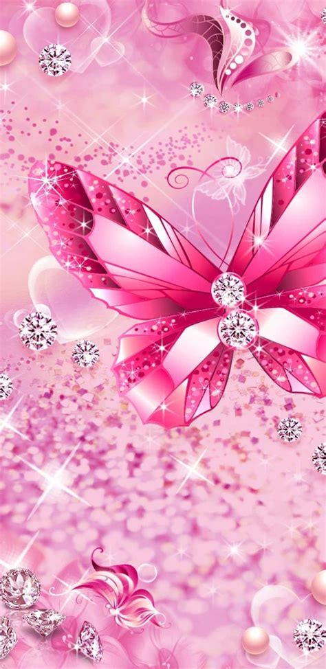 Download Delicate Pink Glitter Butterfly A Sure Sign Of Spring