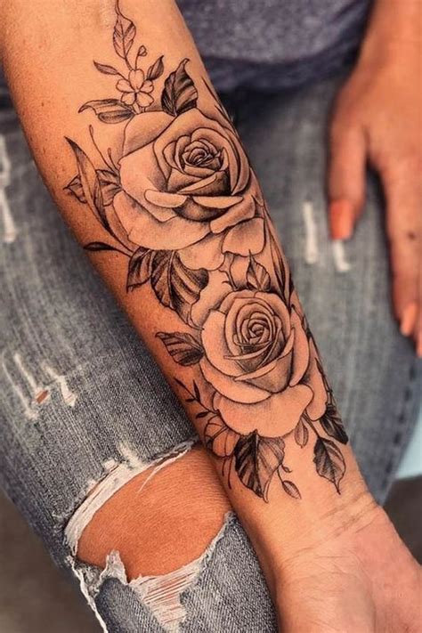 A Woman S Arm With Roses On It And The Words I Love You