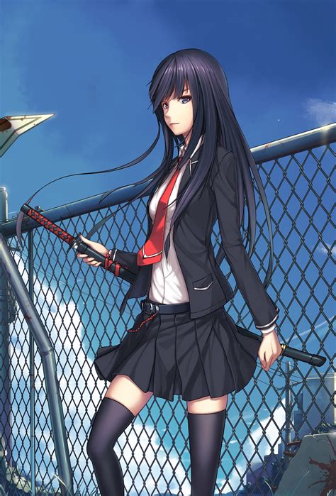 Black Hair Anime Girl With Skirt