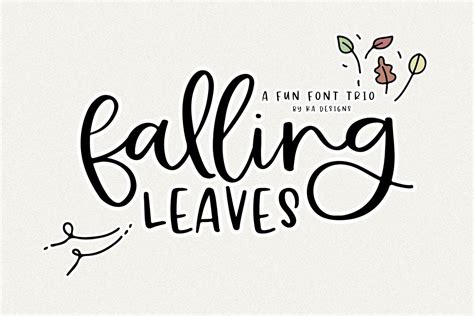 Falling Leaves Script Font Trio Leaf Font Handwritten Script Font