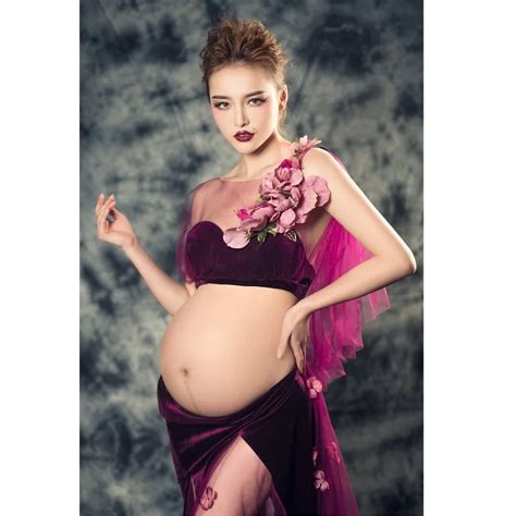 Fancy Maternity Photography Prop Lace Gown Dresses Elegant Pregnant