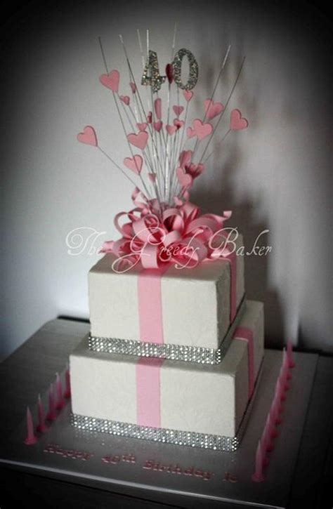 40th Pink Bling Cake Cake By Kate Cakesdecor