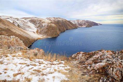 Lake Baikal Aya Bay In December Open Water In The Lake Stock Image