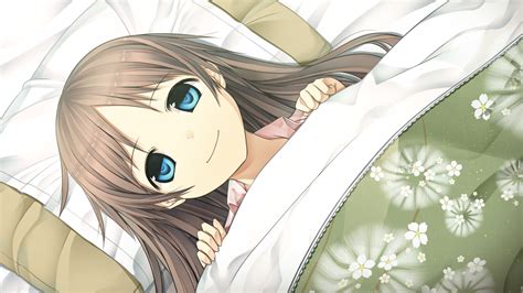 Anime Girl Sleeping On Bed With Green Blanket Hd Wallpaper Wallpaper