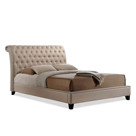 Baxton Studio Jazmin Tufted Modern Bed With Upholstered Headboard