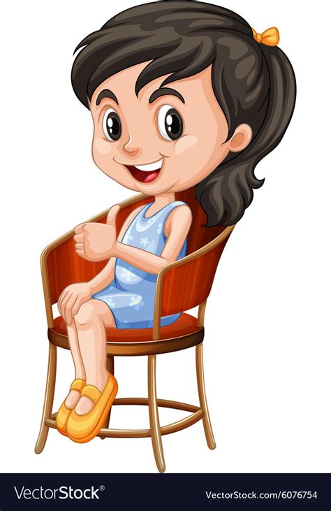 Little Girl Sitting On Chair Royalty Free Vector Image