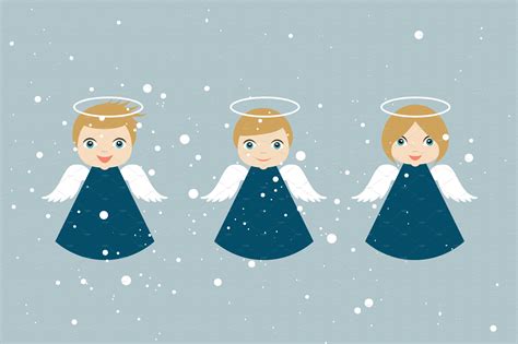 Christmas Angels Cartoon Illustrator Graphics ~ Creative Market