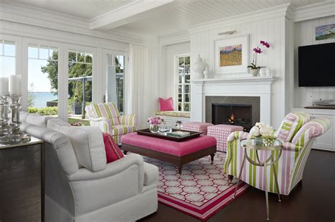 Pink And Green Living Room Cottage Living Room Marianne Jones