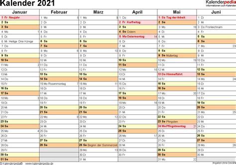 Halbjahreskalender 2021 kostenlos herunterladen als pdf und xls : Jahreskalender 2021 Zum Ausdrucken Kostenlos / Jahreskalender 2021 - Kalender Plan / Natürlich ...