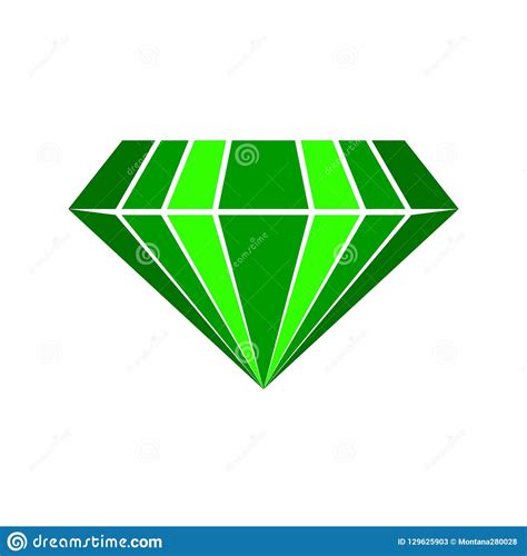 Emerald Vector Diamond Realistic Gemstone Illustration On White