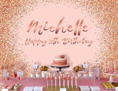 Pink And Rose Gold Glitter Backdrop Adults Party Banner Etsy