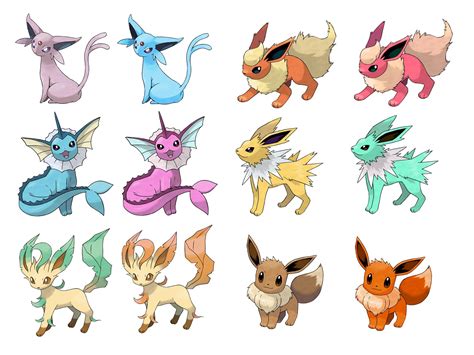 Shiny Eeveelutions Pokemon Eevee Evolutions Shiny Eevee Evolutions