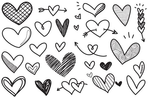 Doodle Hearts Hand Drawn Love Hearts Vector Illustration 6633124
