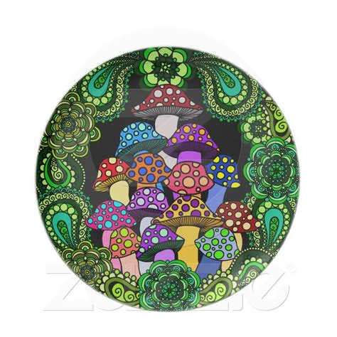 Colorful Mushrooms Decorative Plate Zazzle Com Painted Mugs