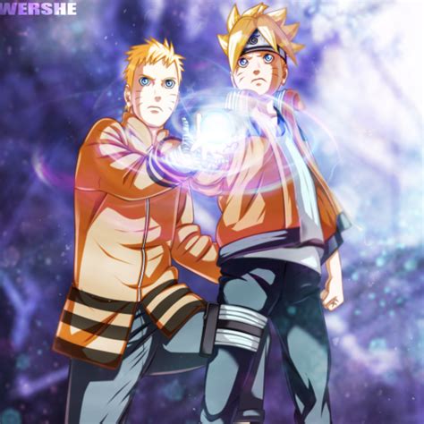 Naruto And His Son Boruto By Wershe