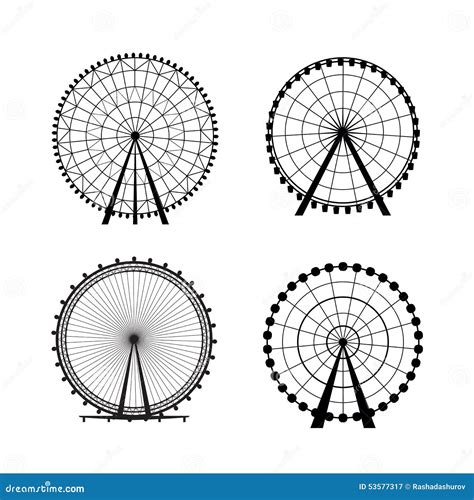 Ferris Wheel From Amusement Park Vector Silhouette Stock Vector