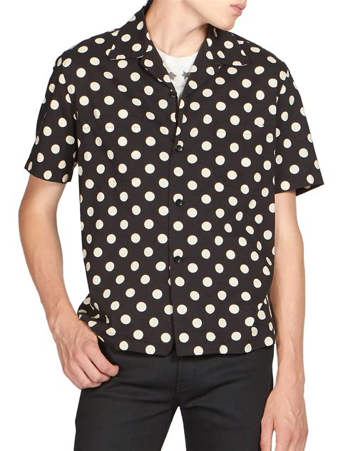 Lyst Saint Laurent Polka Dot Cotton Shirt In Black For Men