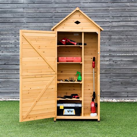 Costway Wooden Garden Shed 5 Shelves Tool Storage Cabinet With