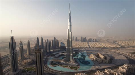 Aerial View Of Burj Khalifa In Dubai Background Burj Khalifa Pictures