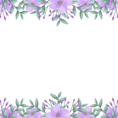 Flower Border With Purple Floral Decoration Flower Frames Borders PNG Transparent Clipart