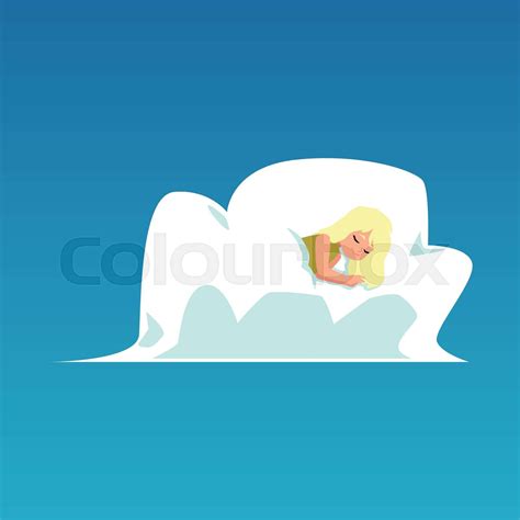 Vector Illustration Of A Little Blonde Girl Sleeping In Her Bed