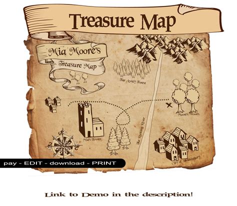 Treasure Map Printable Pdf Customisable Download Etsy Ireland