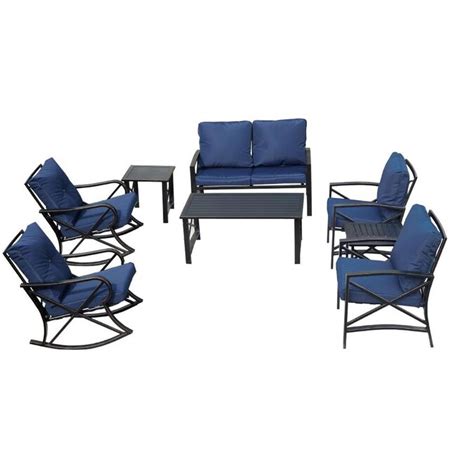 Top Home Space 8 Piece Metal Frame Patio Conversation Set With Cushions