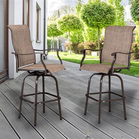 2pcs Wrought Iron Swivel Bar Chair Patio Swivel Bar Stools Outdoor