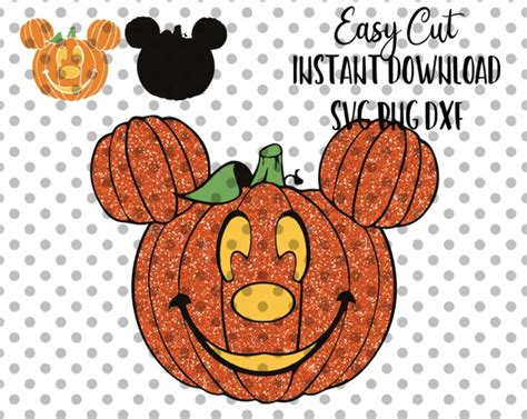 Pumpkin Mickey Head Svg And Png Clip Art Files Halloween Etsy