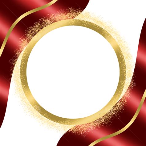 Shiny Golden Png Image Golden Circle Frame With Shiny Red Wave Border