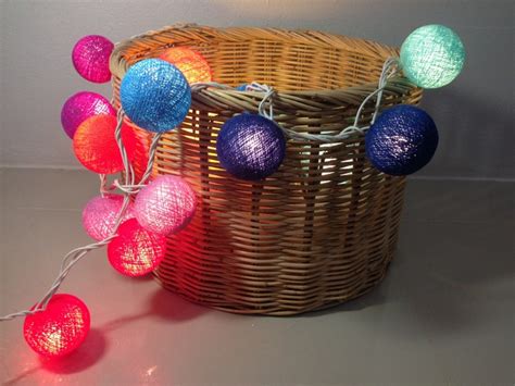 Rainbow Cotton Ball String Lights For Patioweddingparty And Etsy