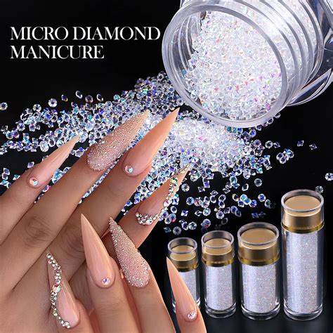 1 Bottle Nail Art Ab Micro Rhinestone Shiny Nails Glitter Caviar