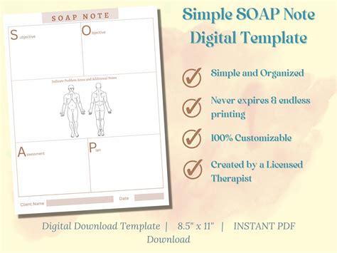 massage therapy editable soap note business form digital download template etsy