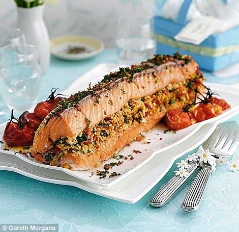 I was ready, i was. A feast for Easter: Roast salmon with salsa verde stuffing | Daily Mail Online