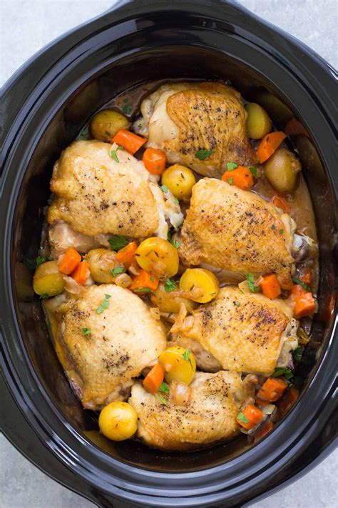 easy and so delicious crockpot chicken and potatoes with carrots and gra… chicken thigh