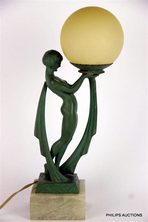 Limousin Art Deco Nude Female Figural Lamp Lamps Table Desk