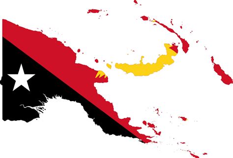 The capital and largest city of papua new guinea is port moresby and it covers an area of 178,703 sq miles. File:Flag-map of Papua New Guinea.svg - Wikimedia Commons