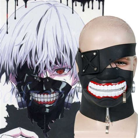 Anime Tokyo Ghoul 2 Kaneki Ken Face Masks Latex Zipper Adjustable