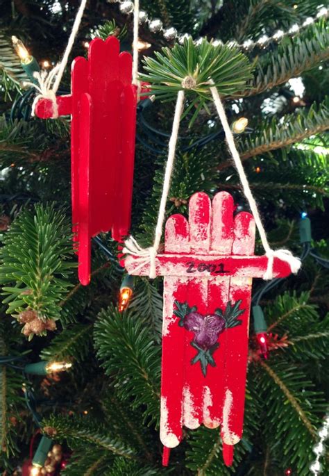 Popsicle Stick Sled Ornaments Crafty Pinterest Christmas Crafts
