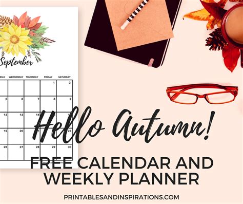 Free Printable Autumn Calendar And Weekly Planner Printables And