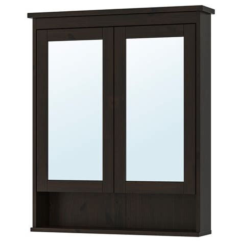 ], with resolution 1024px x 768px. HEMNES Mirror cabinet with 2 doors - black-brown stain - IKEA