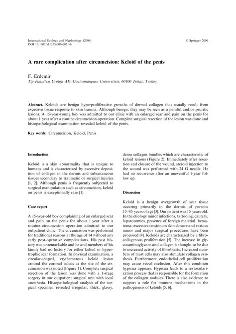 Pdf A Rare Complication After Circumcision Keloid Of The Penis